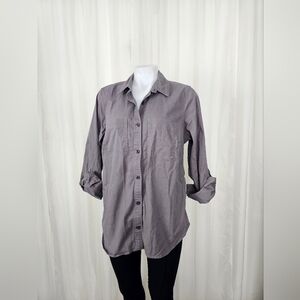 L.L. Bean Casual Button-Up Utility Shirt in Dusty Lavender Gray Tencel Medium